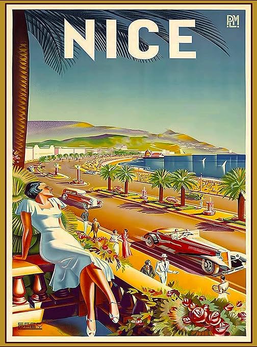 Nice France French Riviera European Vintage Travel Advertisement Art