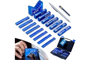 ELEON Blockcision Setup Blocks Woodworking Tools - 16 PCS Height Gauge Block Set with Easy Block, Precision Ruler-Marked Bars and Case - Aluminum Setup Bars for Router and Table Saw Accessories