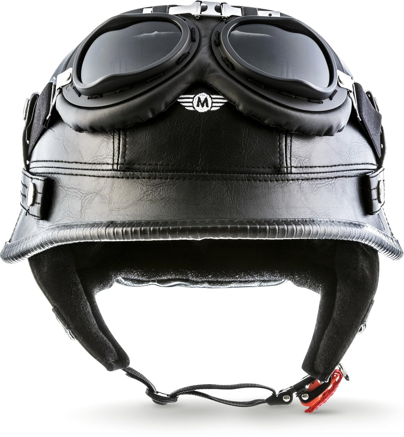 Moto Helmets® D33Set „Leather Black“ · BrainCap · Halbschale JetHelm