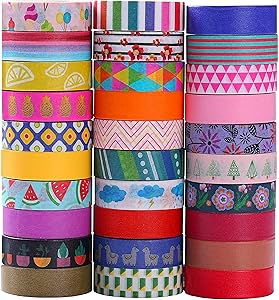 Ninico 30 Rolls Washi Tape Set - 10mm Wide, Colorful Flower Style Design, Decorative Masking Tape for DIY Craft Scrapbooking Gift Wrapping