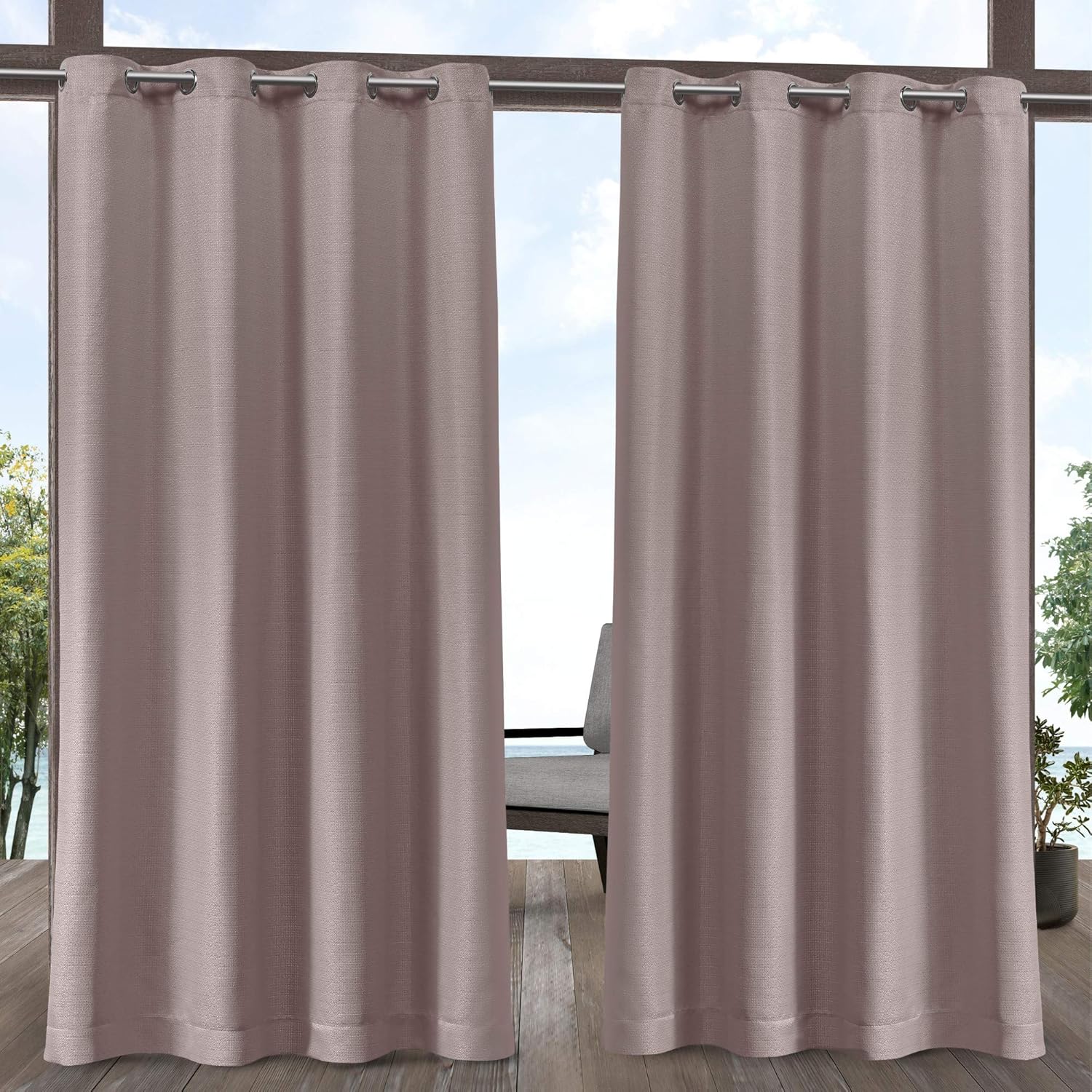 Exclusive Home Curtains Aztec Indoor Outdoor Grommet Top Curtain Panel Pair, 54x84, Azure