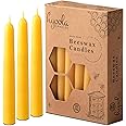 Hyoola Beeswax Taper Candles 12 Pack – Handmade, All Natural, 100% Pure Scented Bee Wax Candle - Tall, Decorative, Golden Yel