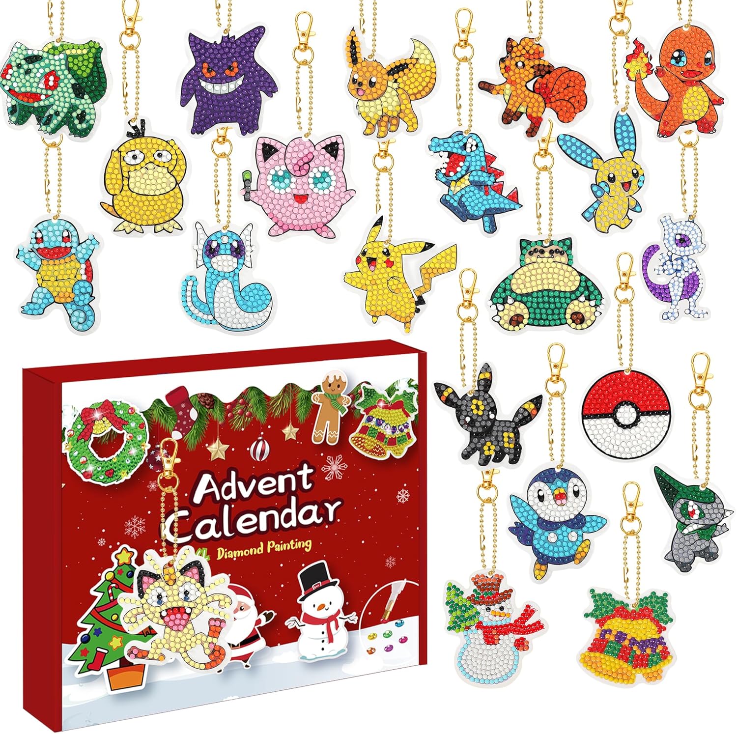 Advent Calendars - Christmas Advent Calendar 2023 for Kids 24 Days Christmas Countdown Calendar with 24 Pcs Diamond Painting Kits Crafts Gem Keychains