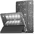 INFILAND Galaxy Tab A9 Plus 5G Case, Glitter Leather Cover with Sparkly Clear Back for Samsung Galaxy Tab A9+/A9 Plus 11 Inch 2023 Model (SM-X210/X216/X218)[Auto Wake/Sleep] for (Black)