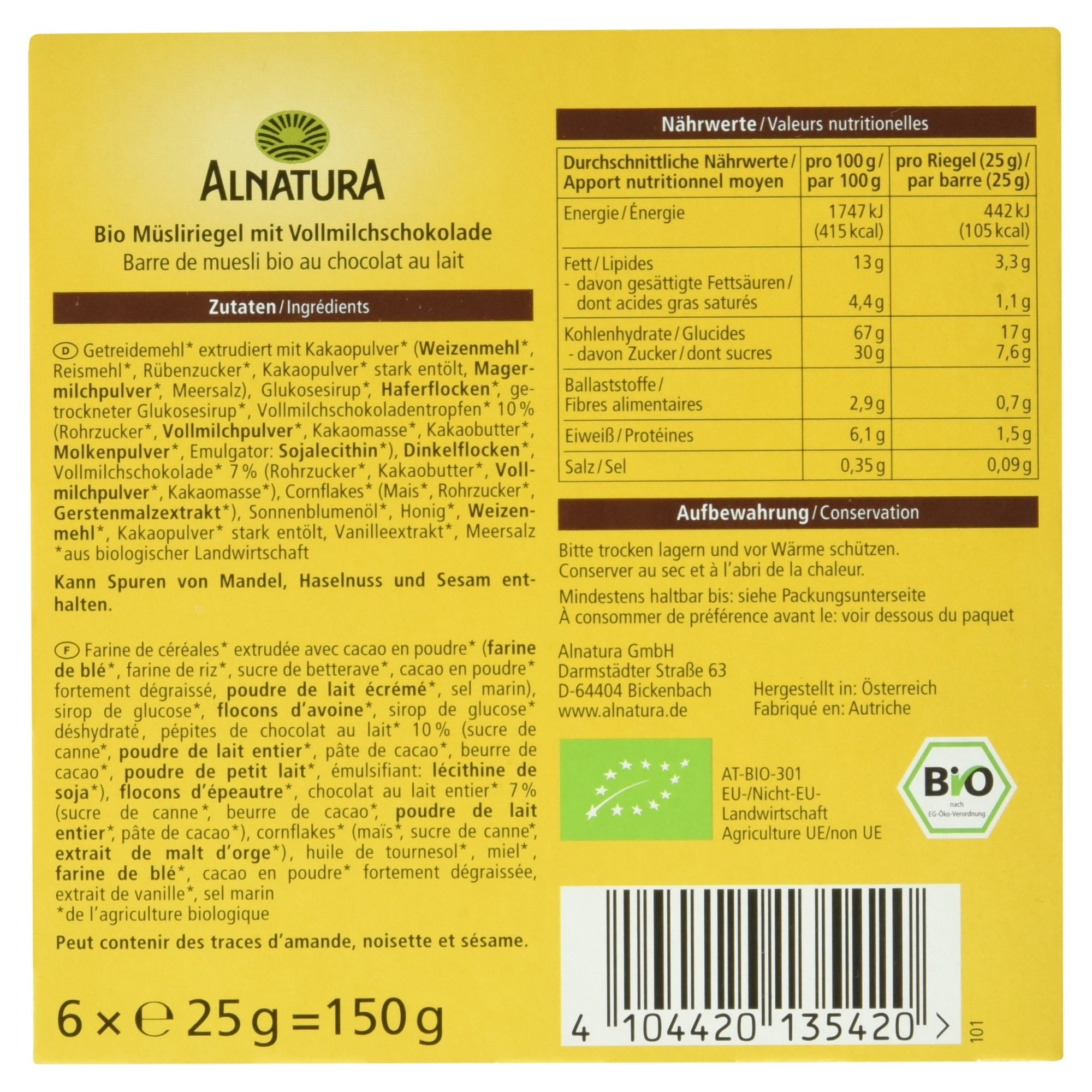 Alnatura Bio Müsli-Riegel Schoko, 150 g 2