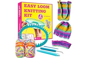 BeKnitting Loom Kit - Beginner Learn to Knit Hat, Bag and Headband for Kids & Adults | DIY Arts & Crafts w/Round Loom, Yarn, 