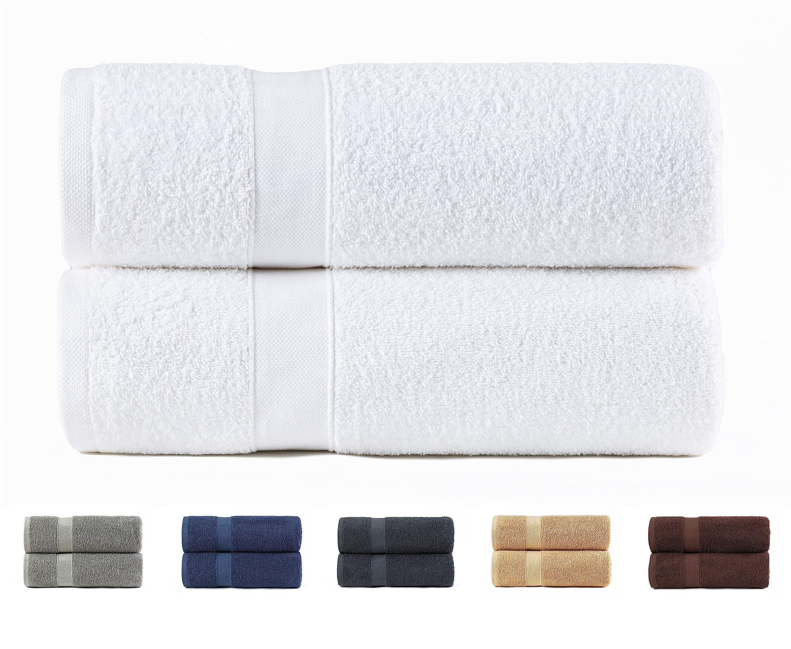 Todocama Set of 2 Shower Towels, 100% Cotton 550 gsm Extra Soft, Highly Absorbent and Quick Drying, 70 x 140 cm, White.