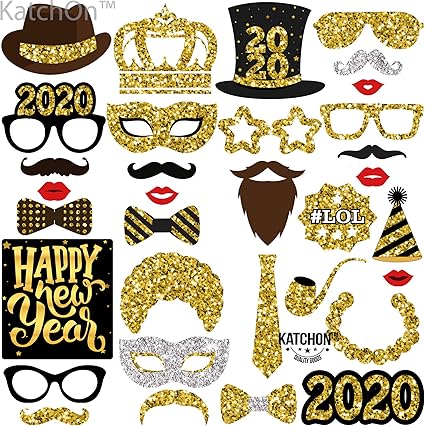 Amazon Com Katchon New Years Photo Booth Props Pack Of 33 Real
