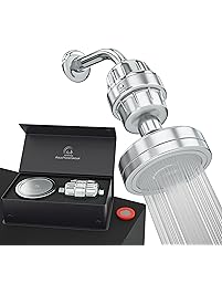 Luxury Filtered Shower Head Set (Metal) Cartridge Vitamin C and E + 12-Stage Shower Water Filter - Universal Shower System - Helps Dry Skin & Hair Loss - Removes Chlorine & Sediments