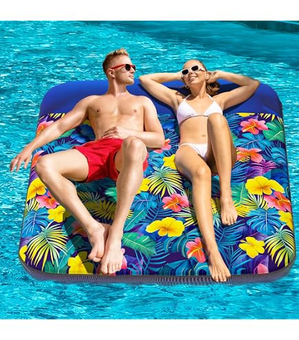 FindUWill Inflatable Pool Lounger - Large Fabric-Covered Float With Mesh Center For Adults