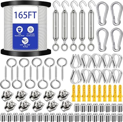 50M 304 Stainless Steel Garden Wire Rope Kit Plant Support Cable