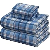 ZOYER Flannel Sheets Queen Size - 100% Cotton Double Brushed Bed Sheets, Deep Pockets 16 Inches Queen Sheet Set, All Seasons Breathable & Extra Soft - Warm & Cozy, 4 Piece, Ocean Blue