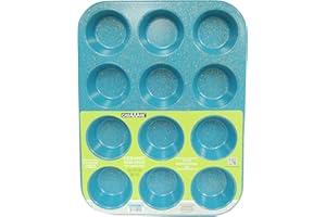 casaWare Ceramic Coated NonStick 12 Cup Muffin Pan (Blue Granite)
