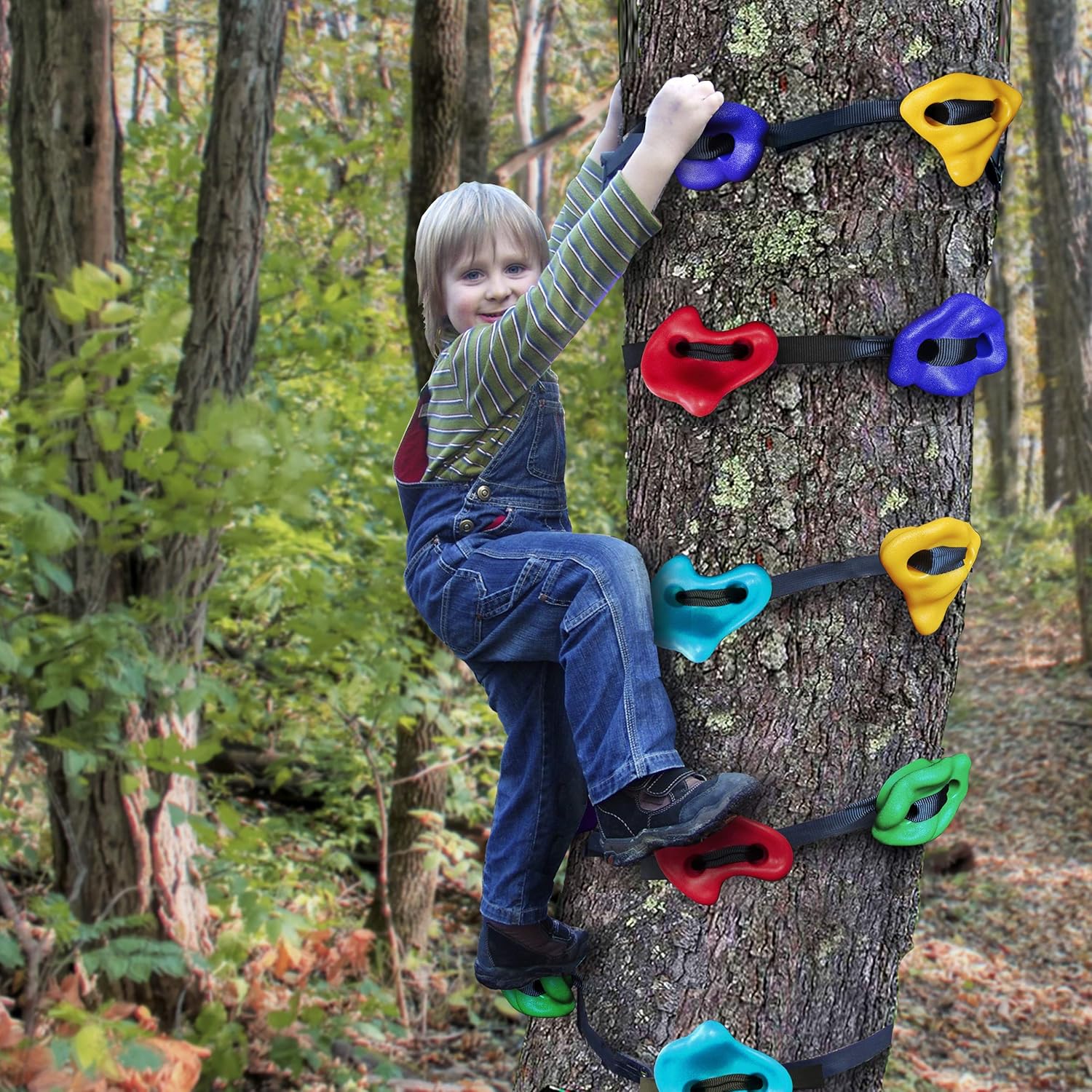 SSBRIGHT Tree Climbers, Set of 15 Climbing Holds/Steps for Kids' Outdoor Active Play with 6 Ratchet Straps: Toys & Games