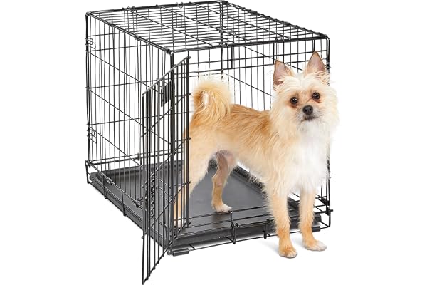 MidWest Homes for Pets 24-Inch iCrate for Small Breeds, 12-20 lbs, Single Door Folding Dog Crate with Divider Panel, Leak-Pro