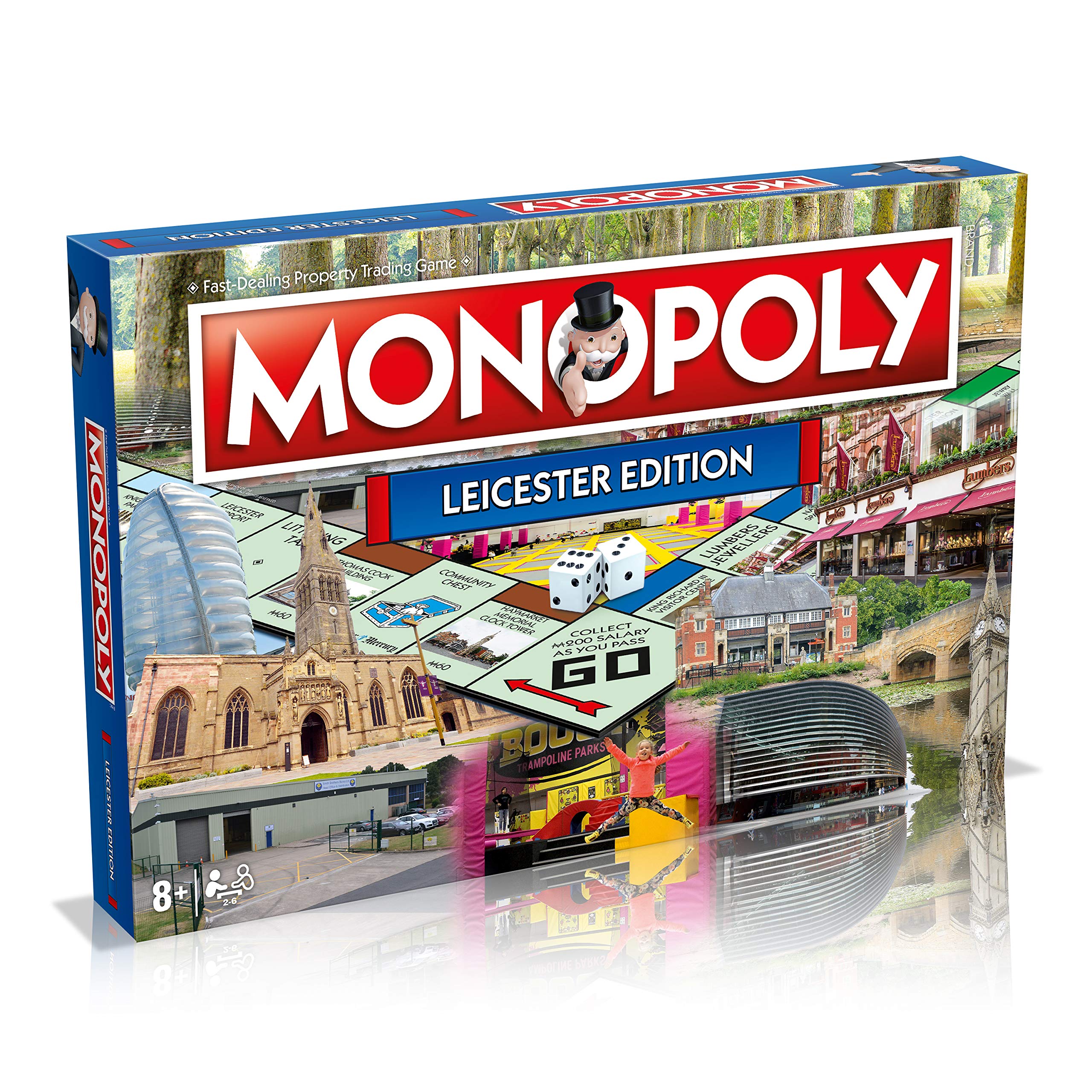 Winning Moves Leicester Monopoly Board Game, Advance to Victoria Park, Jubilee Square and the National Space Centre and trade your way to success, great gift for ages 8 plus