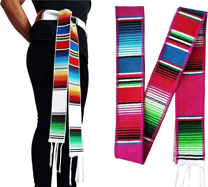 Yani’s Gifts 2 Pack Mexican Sash Belts for Women or Men, Serape Belt