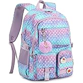 KIDNUO Girls Backpack,15.6 Inch Laptop School Bag Large Primary Elementary Middle College Bookbags Kids Backpacks for Teens Girl Women Students Anti Theft Travel Daypack (Purple)