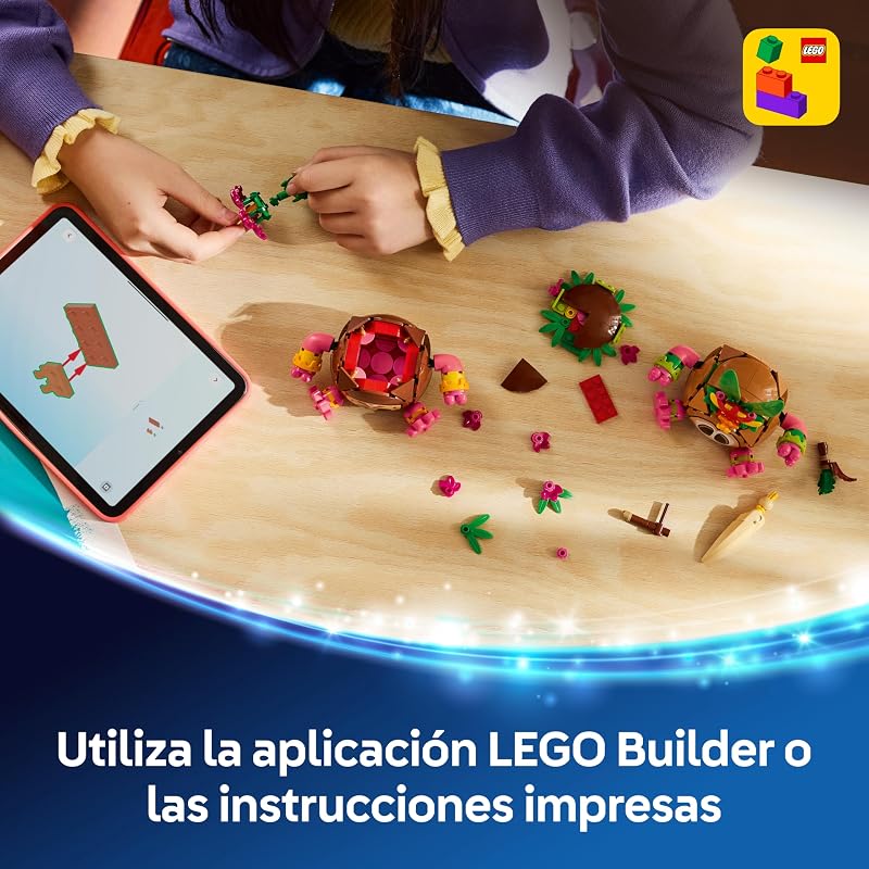 | Disney Vaiana Kakamoras – Brinquedo de construção com 2 figuras de cocos e flores artificiais para decoração de divisões – Presente para Raparigas de 9+ Anos e Fãs do Filme – 43293