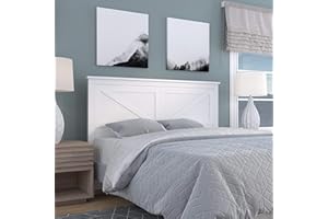 Glenwillow Home Farmhouse Style Wood Panel Headboard in Gloss White - Queen Size