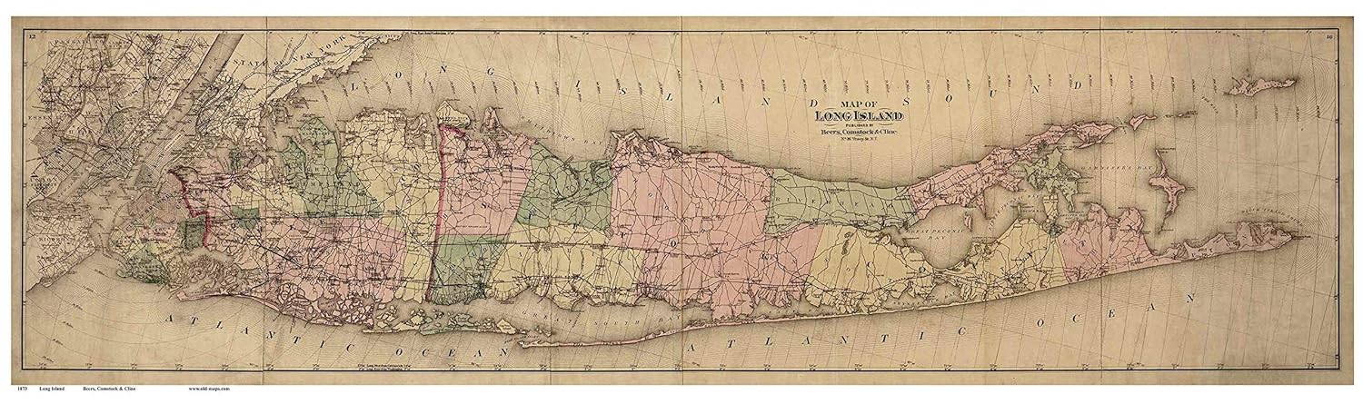Amazon Com Long Island 1873 Map By Beers Comstock Cline Reprint Lip Handmade Old Map Of Long Island
