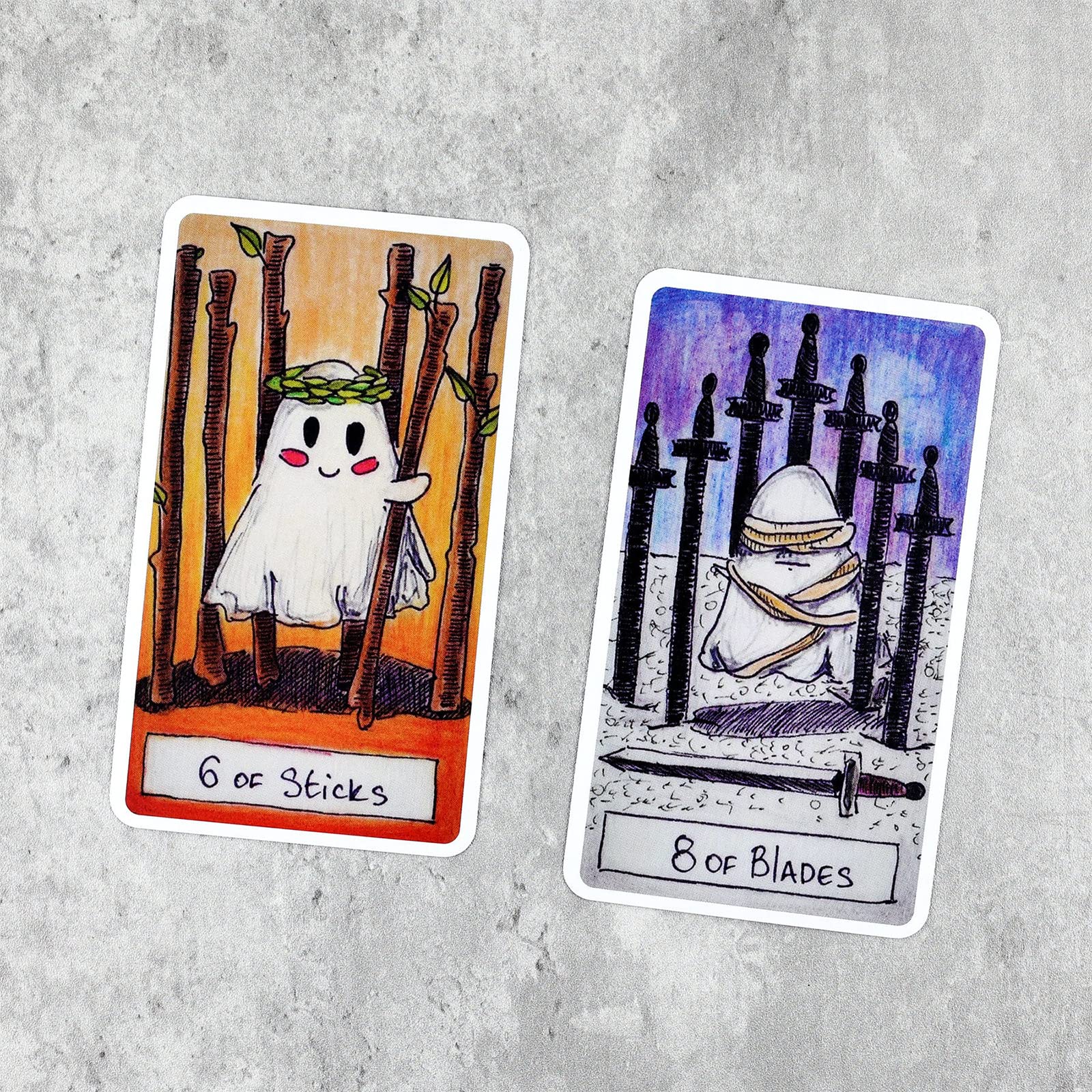 mrdiyshisha Cute Ghost Tarot Deck, 79 Funny Tarot Cards Based on Rider Waite Smith System, Guidebook Included for Beginners (2.75