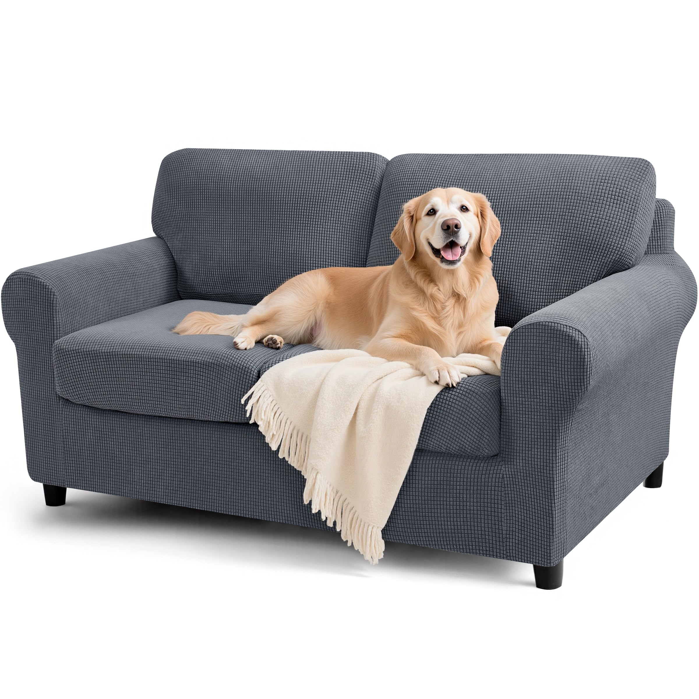 Photo 1 of SUBRTEX 5 Piece Stretch Loveseat Slipcover,Couch Cover for 2 Cushion Washable Sofa Cover with Individual Backrest Cushion Covers for Living Room(Medium,Gray)
