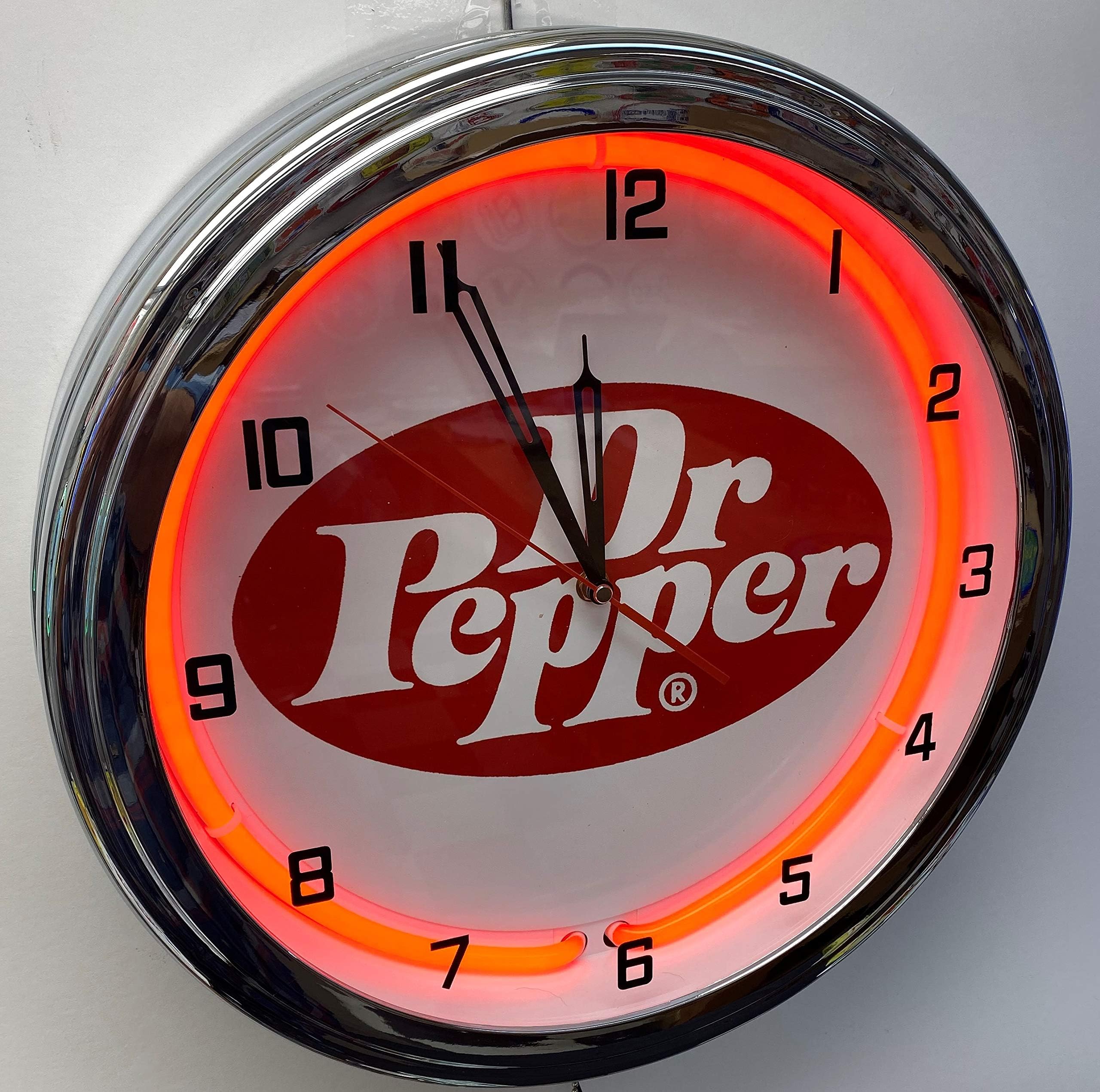 ELG Companies LLC 16" Nostalgic Dr Pepper Soda Sign Red Neon Clock