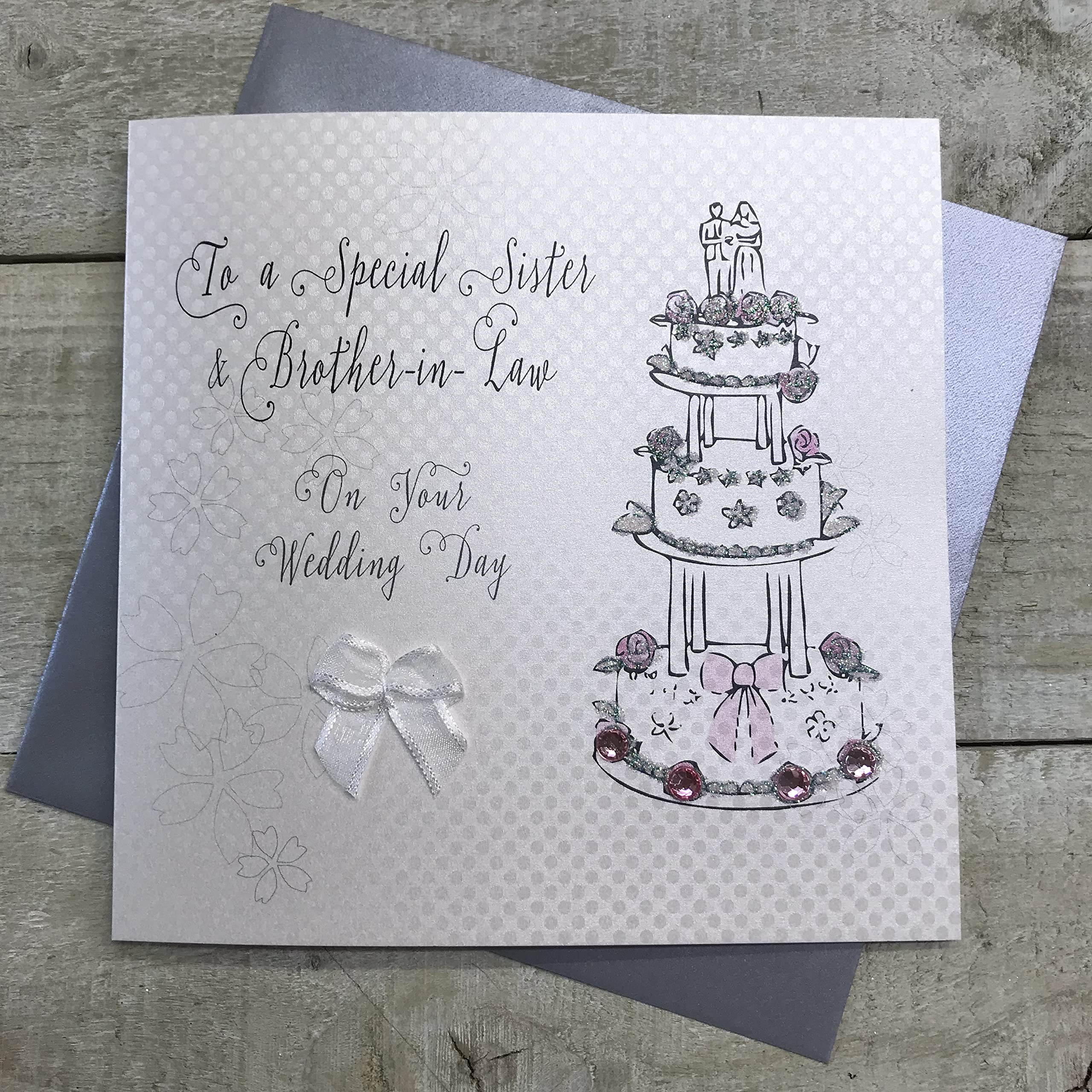 White Cotton Cards To A Special Sister and Brother-in-Law Congratulations on Your wedding Day, BD26 NEW,16cm x 16 cm