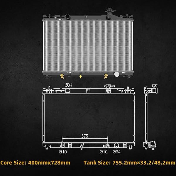 DWVO COMPLETER RADIATOR COMPATIBLE WITH 2002-2006 TOYOTA CAMRY BASE LE XLE SE, COMPATIBLE WITH 2005-2008 TOYOTA SOLARA SE SLE SPORT 2.4L L4 DWRD1037 CU2437