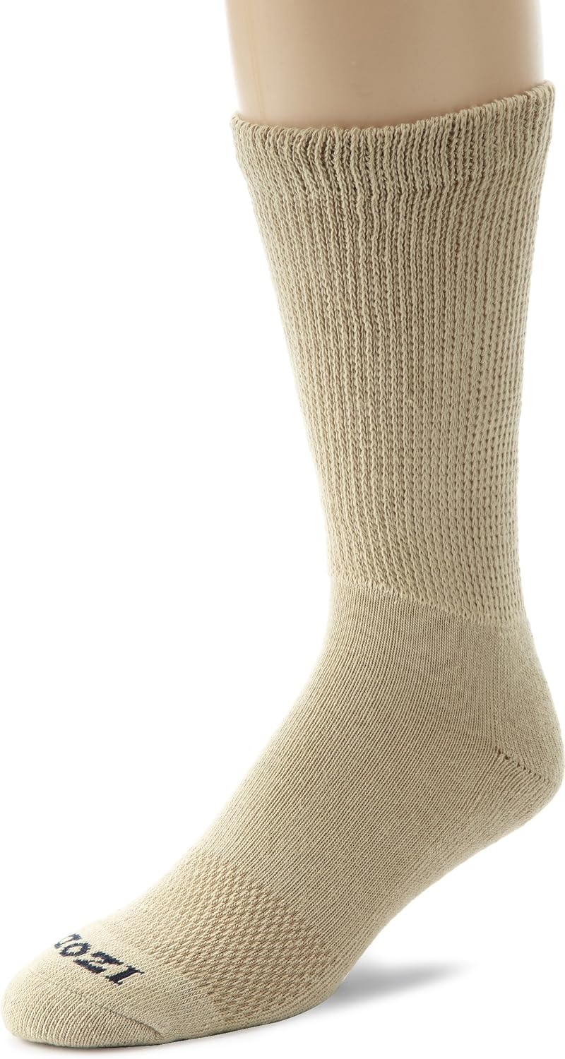 IZOD Men's 3Pack Nonbinding Cushion Crew Socks, Khaki, Shoe Size 6