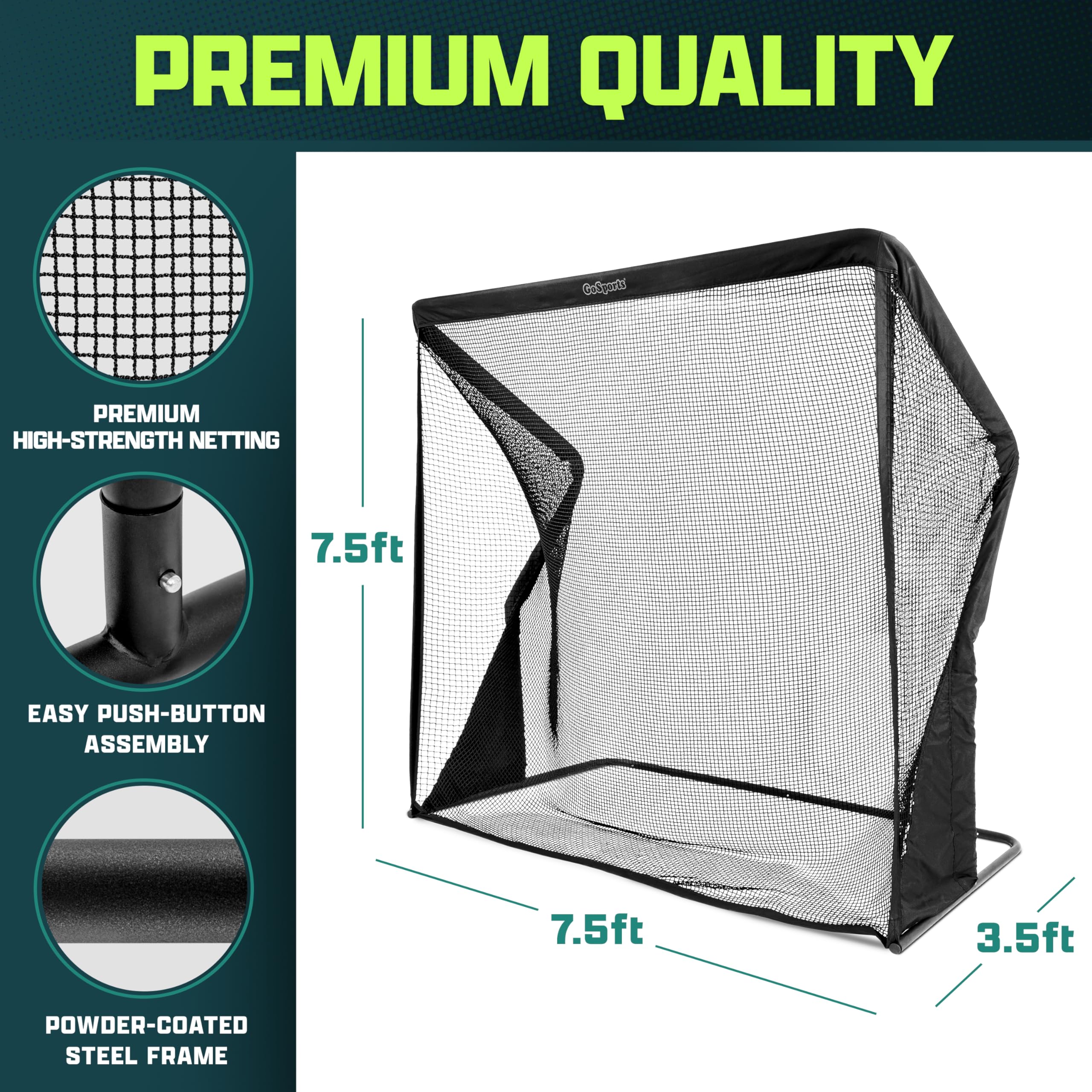 GoSports Elite Golf Practice Net with Steel Frame - Choose 10' or 7' Size