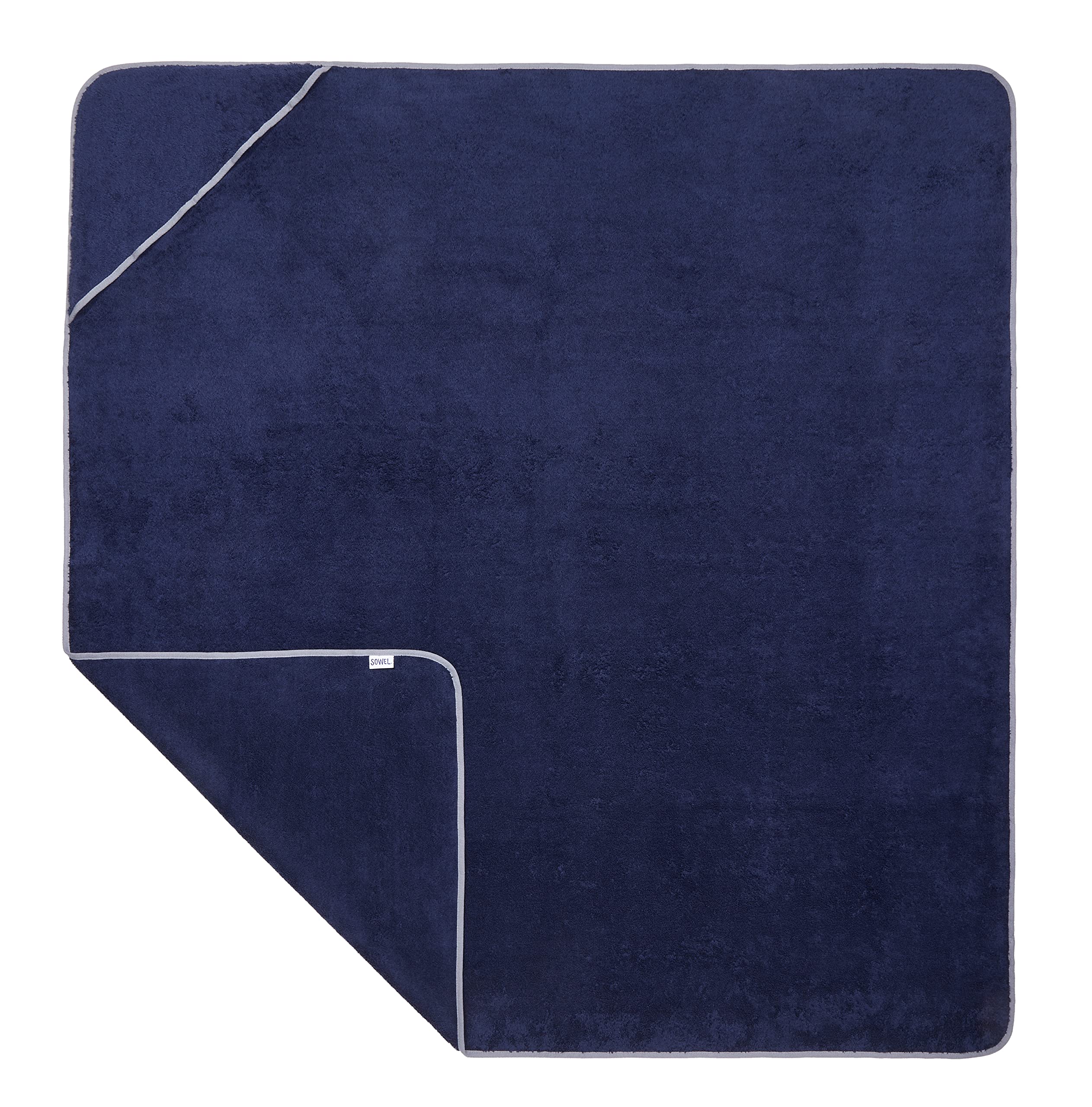 Sowel® Hooded Towel Adult, Beach Towel, 100% Cotton Terrycloth, Size 55 x 55 inches, Navy/Grey