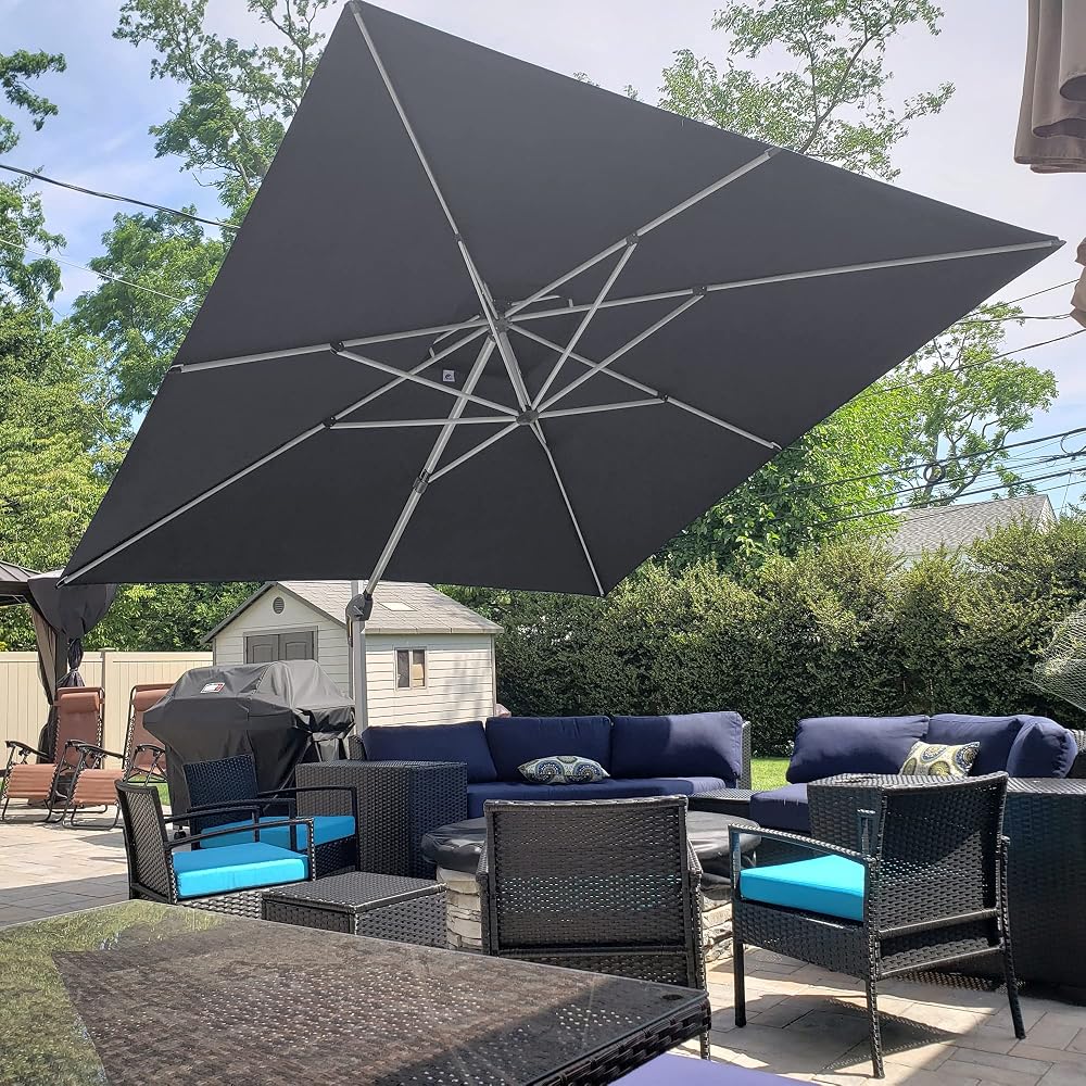 Purple Leaf 3.65m x 3.65m Garden Cantilever Parasol Gray