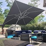 Purple Leaf 3.65m x 3.65m Garden Cantilever Parasol Gray
