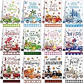 FuWeave 12 Pcs Seasonal Kitchen Towels Set for All Holidays Spring Easter Irish Hand Dish Tea Towels Bulk Absorbent Dishcloths Housewarming Gift for Cooking Kitchen Bathroom(Truck Style)