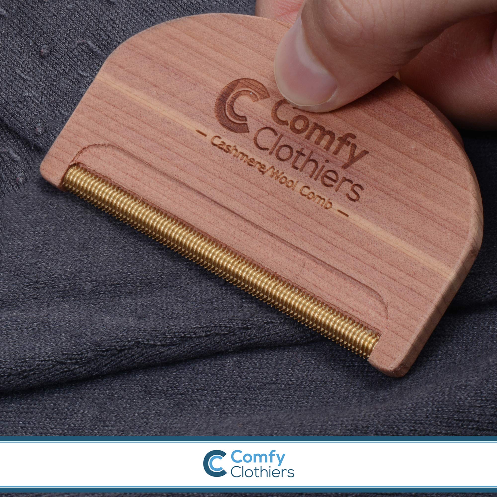Comfy Clothiers Cedar Wood Sweater Pilling Remover - Multi-Fabric Cashmere Comb - De-Pilling and Lint Removal for Cashmere, Wool, and Other Fabrics - Restore Fine Garments, Sweaters, and Coats