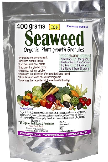 TSR Organic Fertilisers & Pesticides Seaweed granules 400 Grams for All Types of Plants