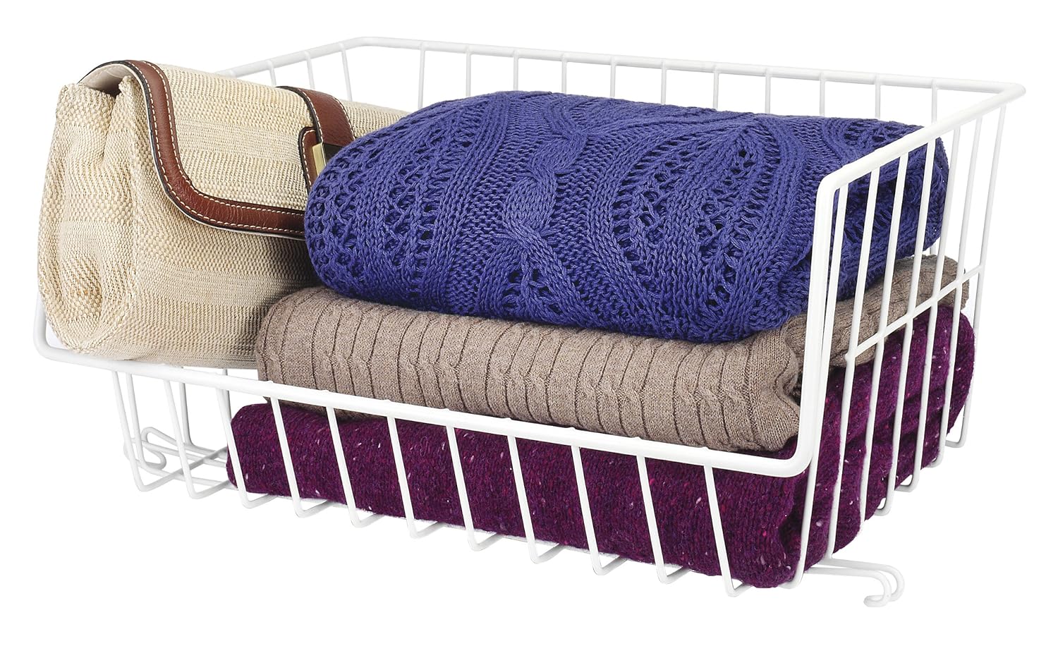 Whitmor 645015896 Wire Stackable Basket, White eBay