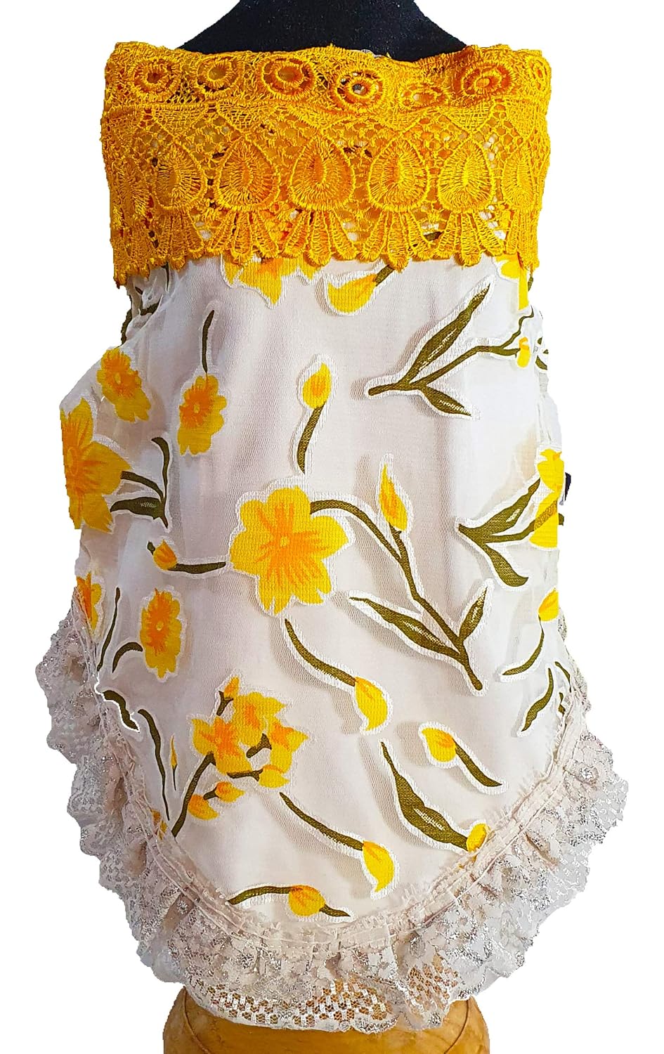 white dress with yellow flowers