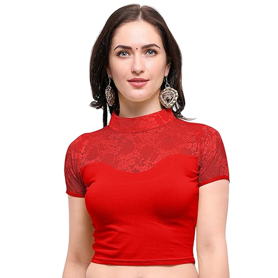 Women's Cotton Lycra Stretchable Readymade Blouse (BL041-65RED-A)