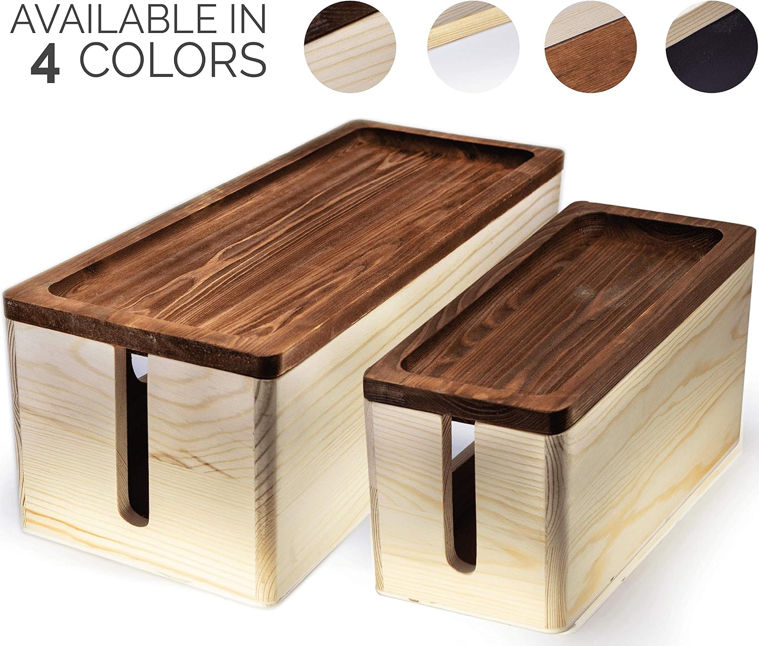 Gatuida Kabelbox Aus Massivem Holz Mit Deckel Langl Produktbild-Vorschau 2