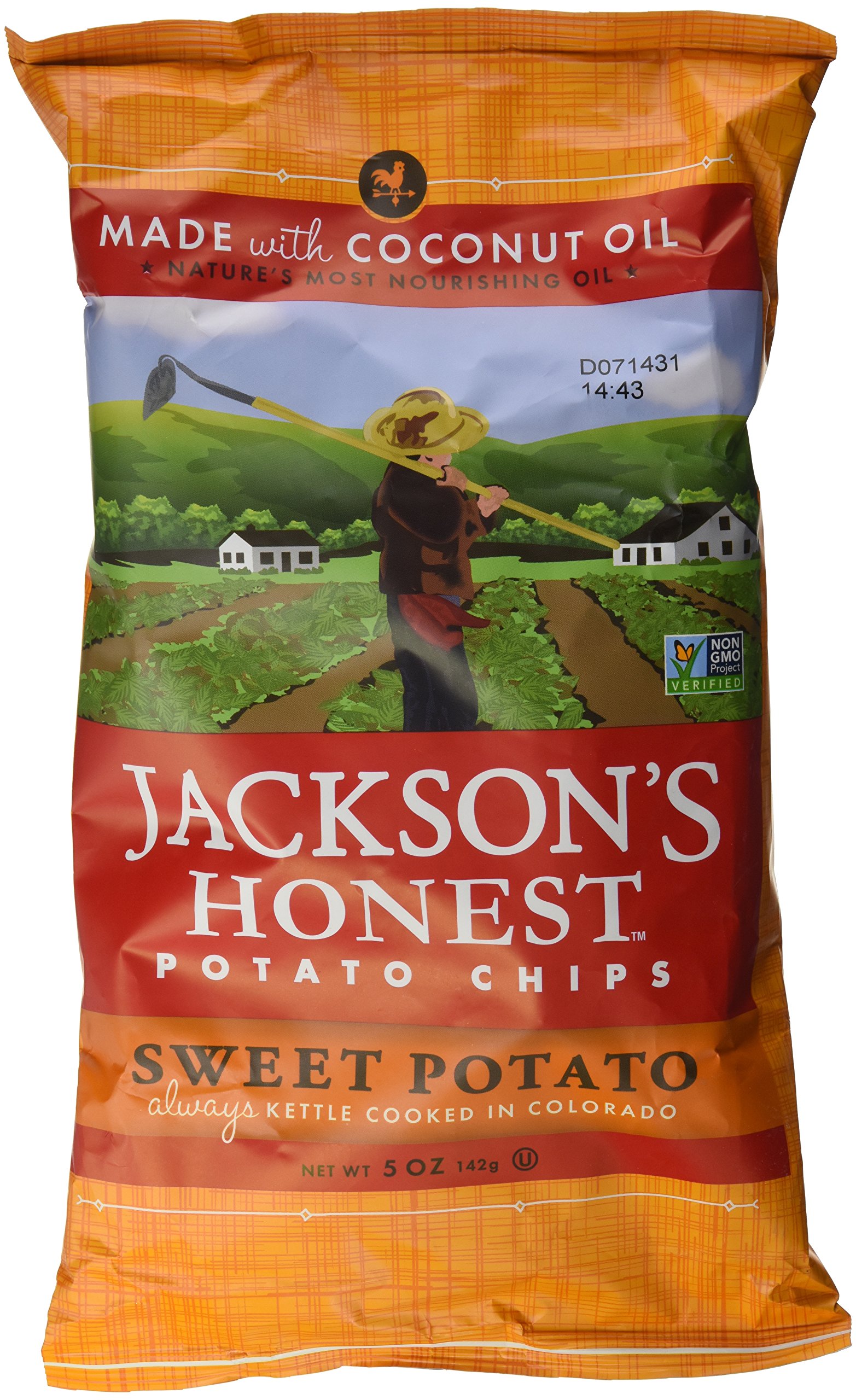 Jackson's Honest Sweet Potato Chips Made with Coconut Oil, 5 Ounce by Jackson's (2-Pack)