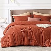 Bedsure Full Comforter Set - Burnt Orange Soft Bedding for All Seasons, Cationic Dyed Bed Set, 3 Pieces, 1 Full Size Comforter (82"x86") and 2 Pillow Shams (20"x26"+2")