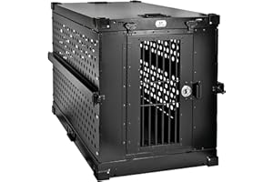 K9 Kennel Boss - Heavy Duty Fully Collapsible Powder-Coated Aluminum Dog Crate - Large (Black)