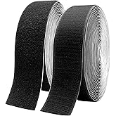 2 Inch x33 Feet Adhesive Hook and Loop Tape,Nylon Heavy Duty Tape Fasteners,Black Double Sided Self Adhesive Interlocking Tape Can Be Used to Fix Screen Window Sofa Cushions Carpet Wall Hanging