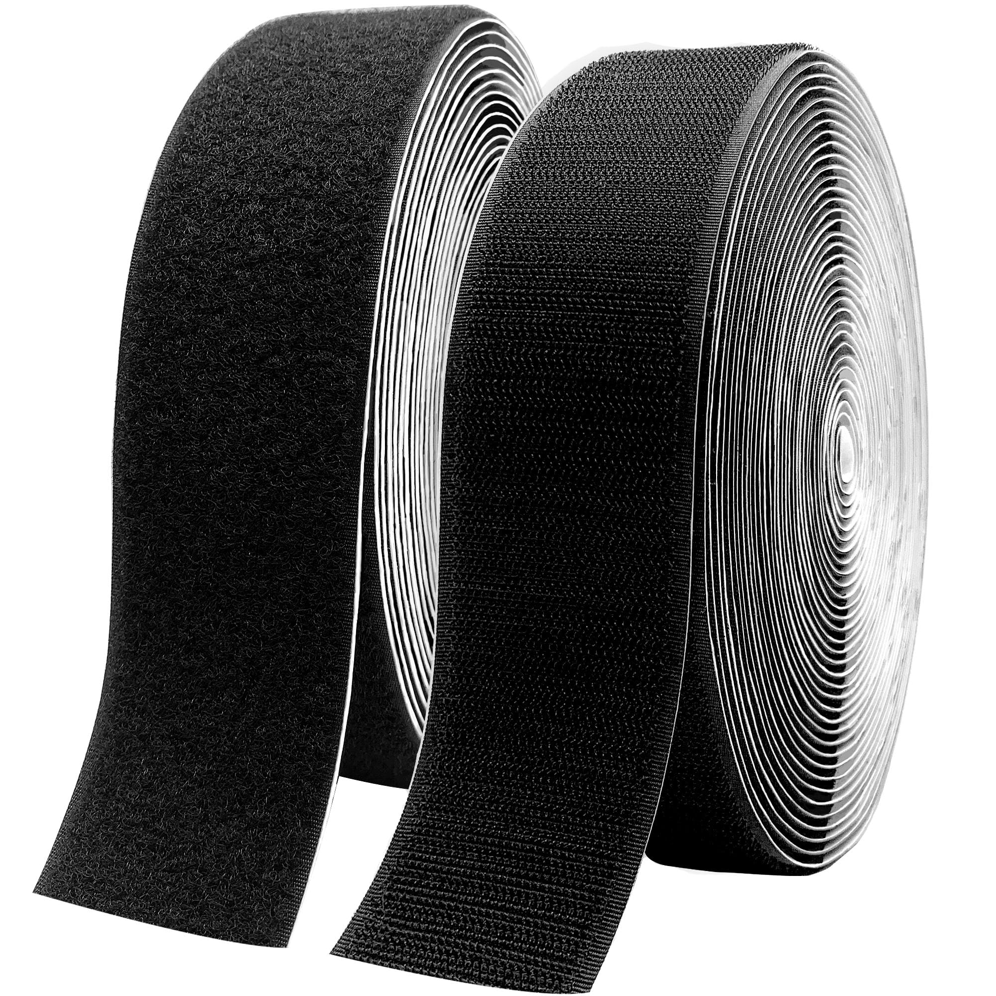 2 Inch x33 Feet Adhesive Hook and Loop Tape,Nylon Heavy Duty Tape Fasteners,Black Double Sided Self Adhesive Interlocking Tape Can Be Used to Fix Screen Window Sofa Cushions Carpet Wall Hanging