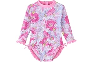 UMELOK Baby Girl Swimsuit Infant Rashguard Swimwear One Piece UPF 50+ Sun Protection Rash Guard Bathing Suit