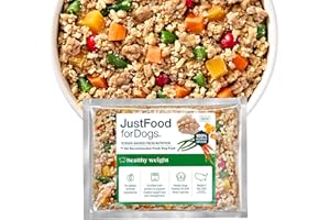 JustFoodForDogs Fresh Frozen Healthy Weight Management Dog Food, Fresh Pet Meals or Toppers for Dog Weight Control, Human Grade, Vet Recommended, High Fiber, Lean Pork, 18-oz Pouch, case of 7