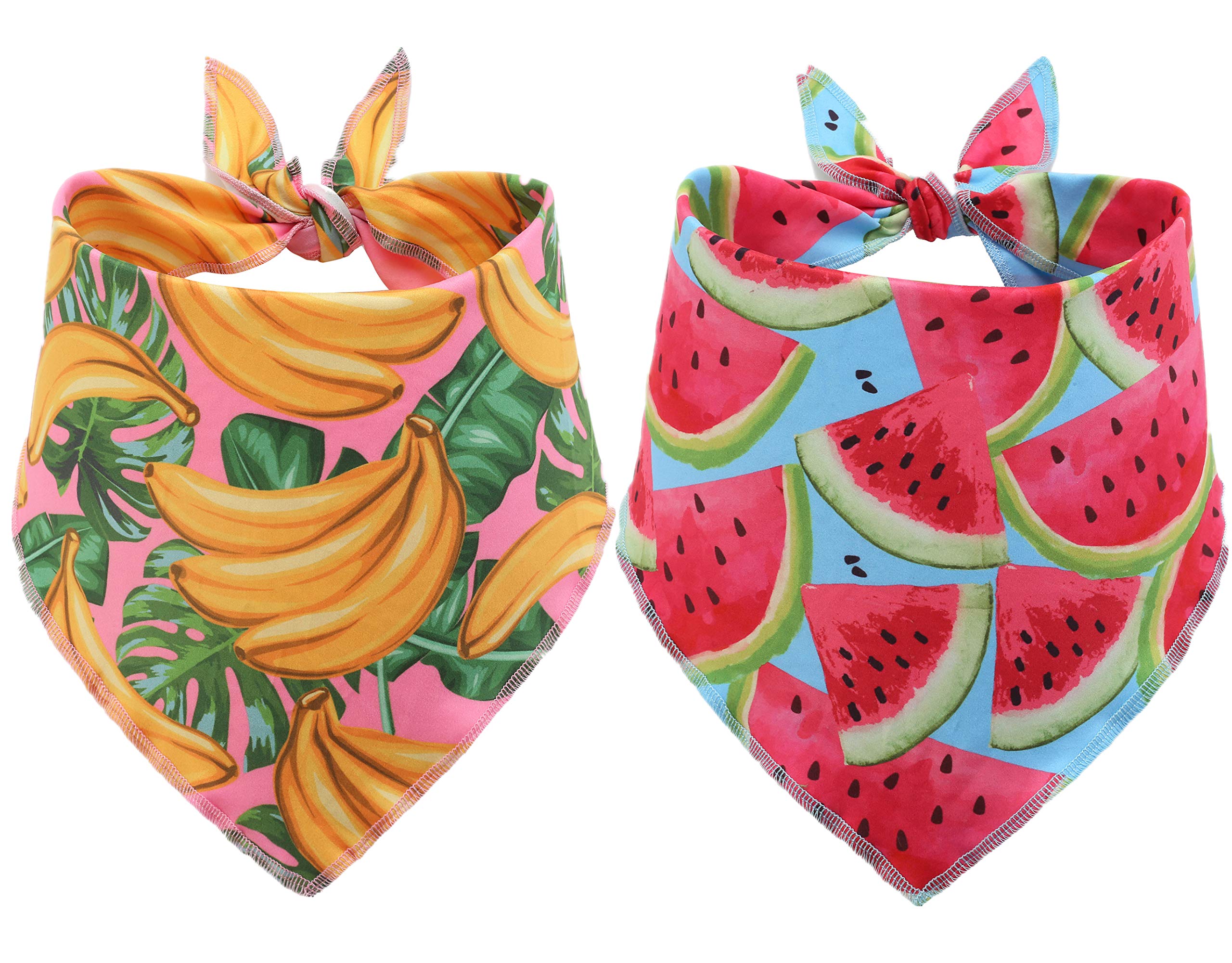 BoomBone 2 Pack Summer Dog Bandana,Cute Watermelon Doggie Scarf for Puppy Cat